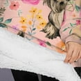 thumbnail image 3 of Oversized Wearable Blanket Hoodie,Yorkie Dog and Flower Florals Sherpa Blanket Hoodie with Super Pockets,Super Warm Fuzzy Pullover for Women & Men, 3 of 6