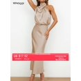 thumbnail image 2 of A-line Party Elegant Dress Summer Hot Sale 2023 New High Qualitty Satin Sleeveless Long Dress Fashion Women Lady Evening DressXL Gao Jinjia LED, 2 of 2