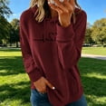 thumbnail image 6 of Essentials Hoodie Zaewscy Women's Fleece Thickened Heart Print Long-Sleeved Hooded Sweatshirt Wine L, 6 of 9