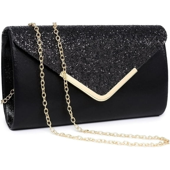 Kwuty Women Evening Bags Formal Clutch Purses for Wedding Party Prom Handbags with Shoulder Strap and Glitter Flap