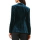 thumbnail image 3 of Blazer de terciopelo INSPIRE CHIC para mujer con solapa de muesca, de manga larga y un botón, blazers elegantes para oficina, L azul, 3 of 6