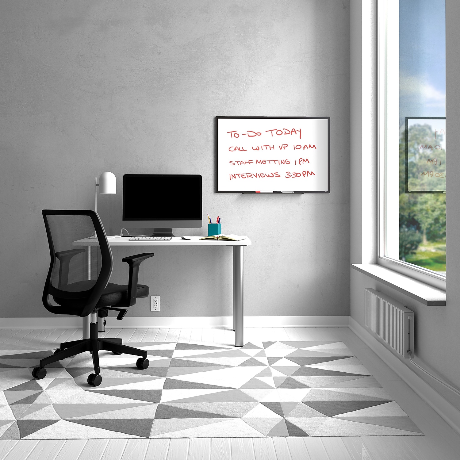 Staples TRU RED Melamine Dry Erase Board Black Frame 3' x 2' (TR59366)