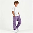 thumbnail image 2 of yillto Boys Cargo Pant Elastic Waist Drawstring Straight Leg Loose Sweatpants with Pockets 5-15 Years, 2 of 7