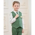 thumbnail image 3 of SANMIO Toddler Boy Suits Dress Clothes Formal Slim Fit Suit Set 6 Piece Tuxedo Gentleman Wedding Outfit Dresswear Vest Set, 3 of 7