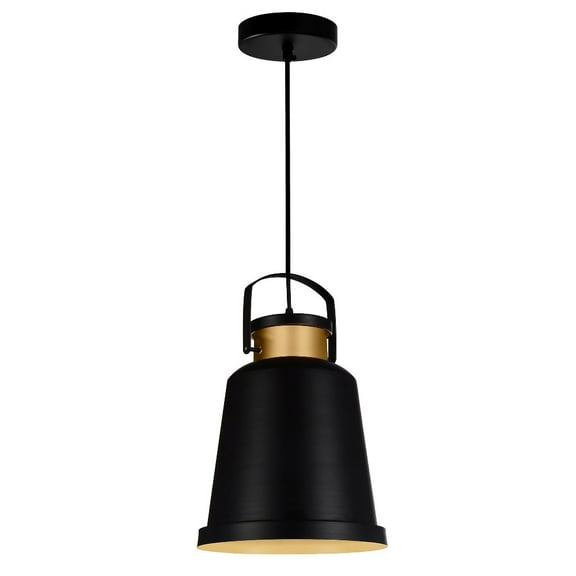 CWI Lighting Elisa 1 Light Down Contemporary Metal Pendant in Black