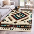thumbnail image 2 of Boho Red Teal Brown Large Area Rugs for Bedroom Living Room, Soft Non Slip Carpet Bedside Rug, Southwestern Abstract Geometric Rectangular Floor Cover Kitchen Accent Rug 4'x6' for Dining Room/Office, 2 of 9