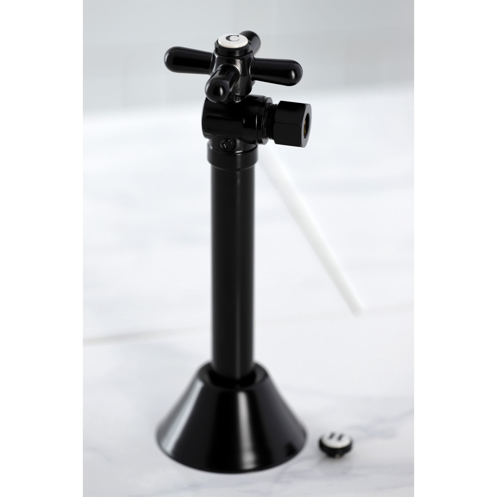 Kingston Brass CC83200X 1/2-Inch Sweat x 3/8-Inch O.D. Comp Angle Shut-Off Valve with 5-Inch Extension in Matte Black
