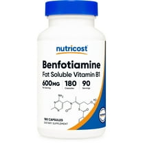 Nutricost Benfotiamine (600 mg) 180 Capsules - Fat Soluble Vitamin B1, Gluten Free, Non-GMO, Vegan, 90 Servings