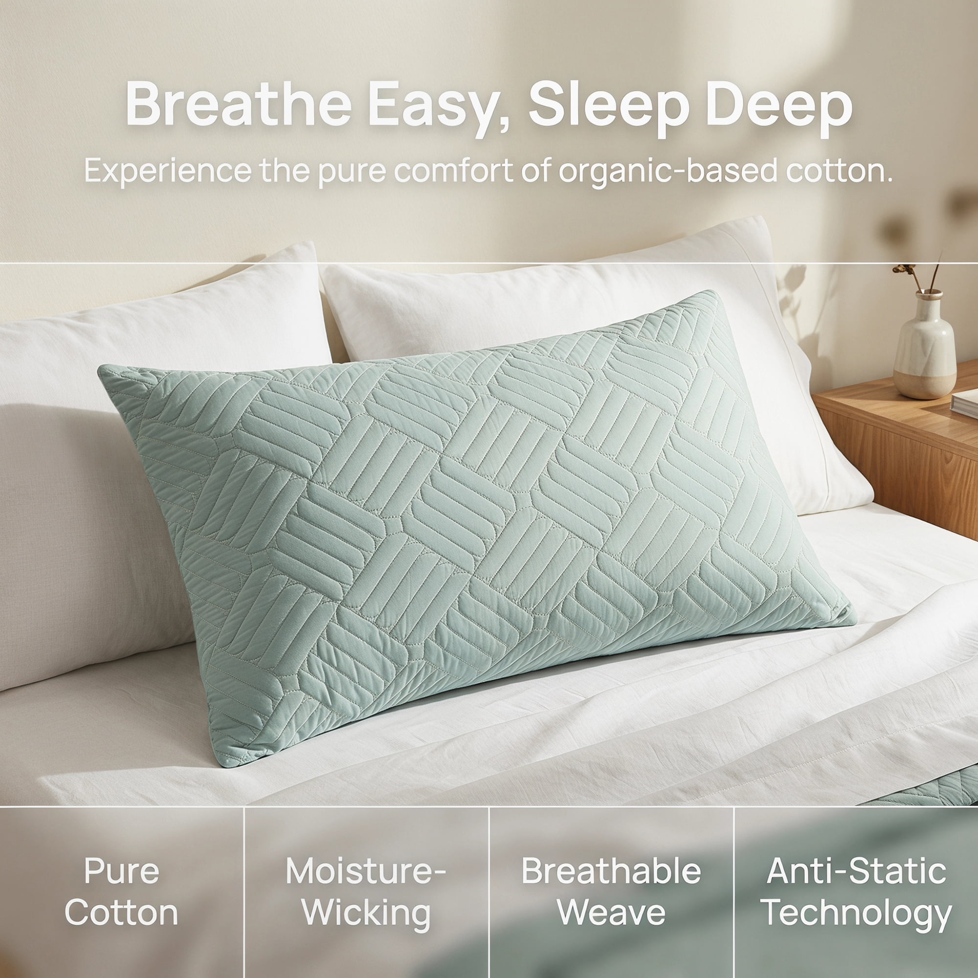 Unique Bargains 2Pcs Standard Size Breathable Cotton Pillow Protectors Queen Dark Gray
