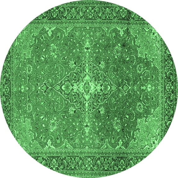 Ahgly Company Indoor Round Persian Emerald Green Traditional Area Rugs, 3' Round