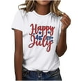 thumbnail image 4 of Summer Save 4Th Of July Patriotic Shirt For Women Independence Day Tee Usa Flag Star Stripe Tops Regular Size Slim Fitted Tee Shirts Round Neck T-Shirts Rolled Sleeve Shirt Boho Beach Holiday Outfit, 4 of 6
