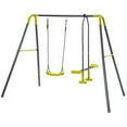 thumbnail image 2 of SYNGAR A-Frame Metal Swing Set, 2 in 1 Toddler Swing Combo Set, Playground Swing Sets with Seat Swing and Glider, Swing Playset Allow Up to 3 Kids Play At Once, Kids Swing Set for Backyard Park, B1093, 2 of 9