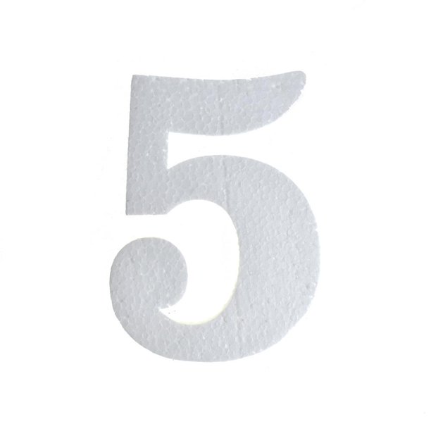 Craft Styrofoam Number Cut Out "5", 43/4Inch, 12Count