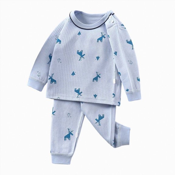 KPOPLK Little & Big Girls Pjs 2-Piece Long Sleeve Pajamas Outfit Fall Teen Soft Cute Kids PJ Set for Evening Size 7-8 Years,Dark Blue