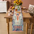 thumbnail image 6 of Retro Ethnic Pattern Table Runner, Vintage Orange Blue Floral Texture Cotton Linen Kitchen Table Decoration Washable Dining Tabletop Runners for Home Party Decor 13x36 Inches, 6 of 9