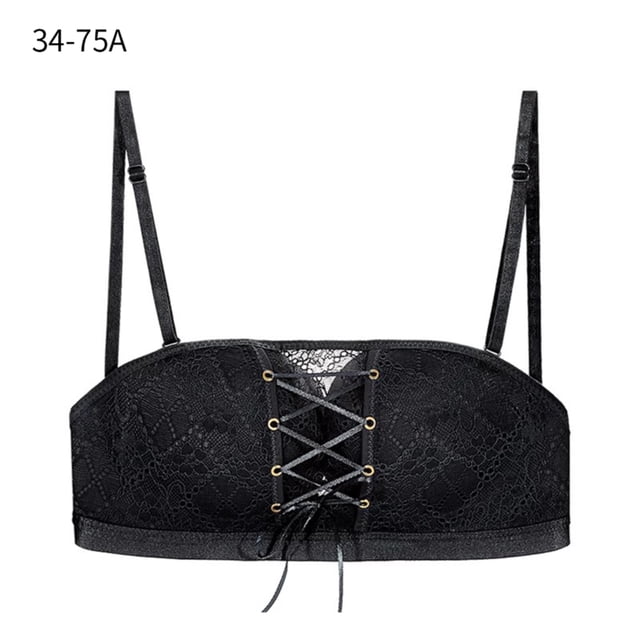 Sujetador de mujer sin tirantes Hacer subir Sujetador acolchado sin alambre Bralette Chica Slim Fit Ropa interior envolvente en el pecho, Negro, 34 / 75A Scienceny AP001241-10B