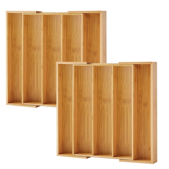 Organizador de cajón expandible Purawood de bambú, 2 unidades