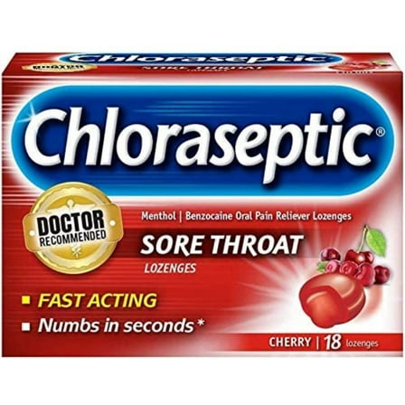 Chloraseptic Sore Throat Lozenges Cherry 18 Each (Pack of 3)