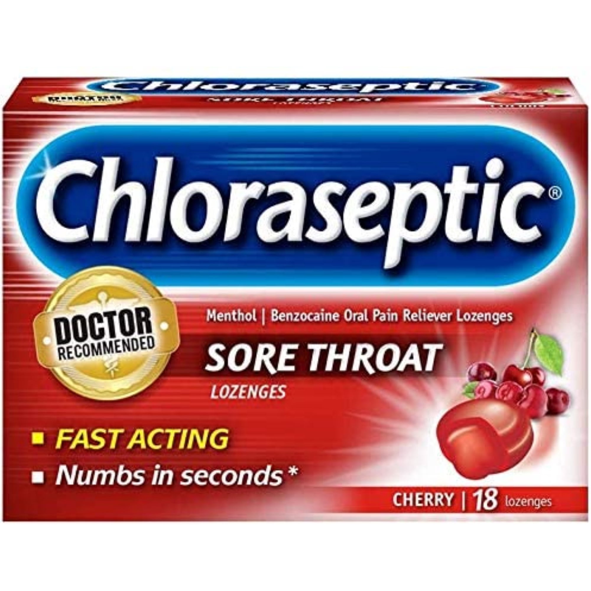 Chloraseptic Sore Throat Lozenges Cherry 18 Each (Pack of 4)