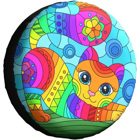 Abstract Cute Colorful Cat Spare Tire Cover Wheel Protector for Truck SUV Trailer Camping Rv Tire Covers