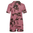 thumbnail image 4 of Diufon Womens Short Sleeve Pjs Sets Lapel Button Shirts Printed Elastic Waist Shorts Sets, 4 of 5