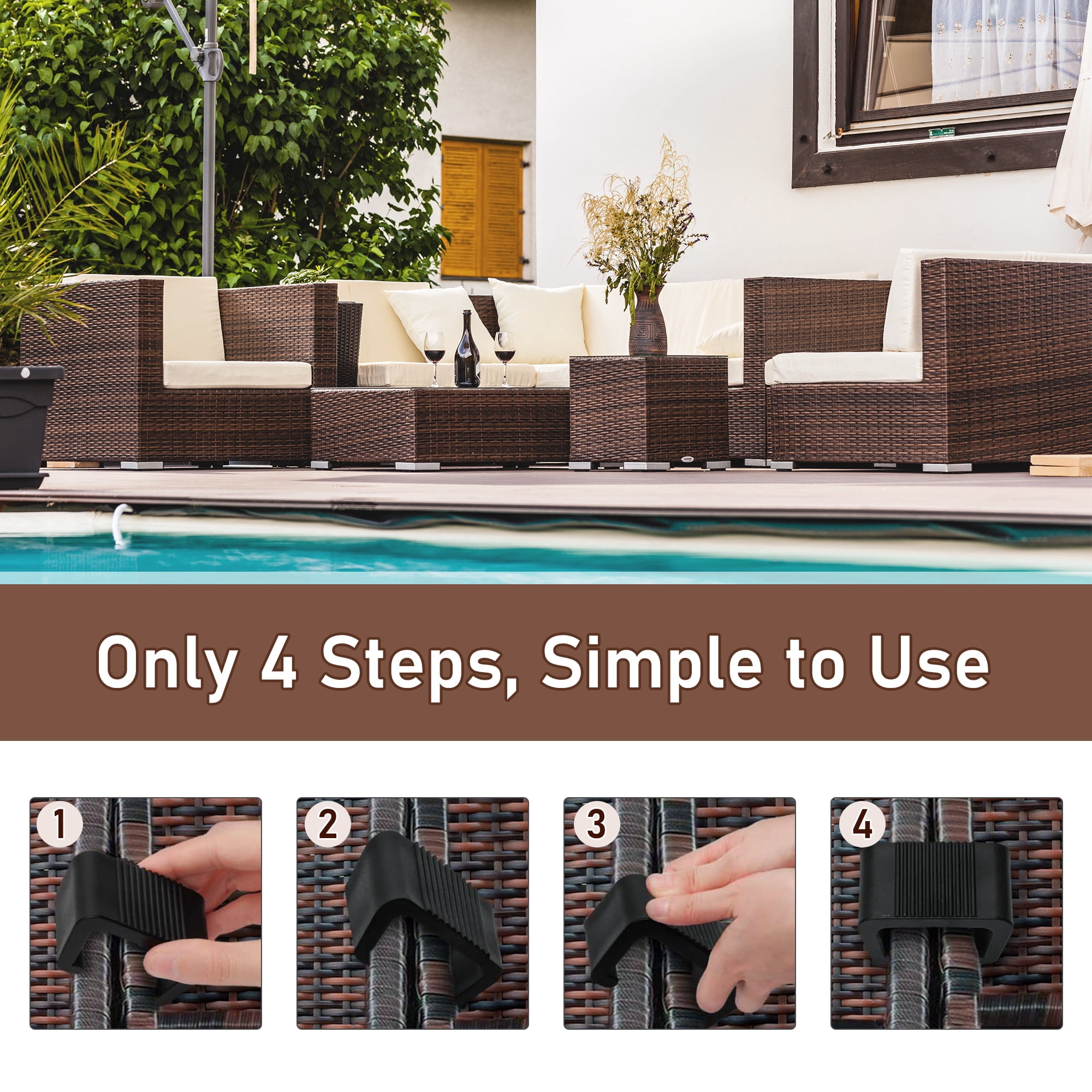 Furniture Clips, Outdoor Sectional Couch Connectors, Wicker Furniture/Chair Clamps for a Module Patio Sofa, Set of 10