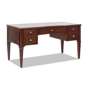 JTH LUXE Dauphin Gold Accent 5-Drawer Wood Executive Desk Dark Walnut Ash Wood & Veneer