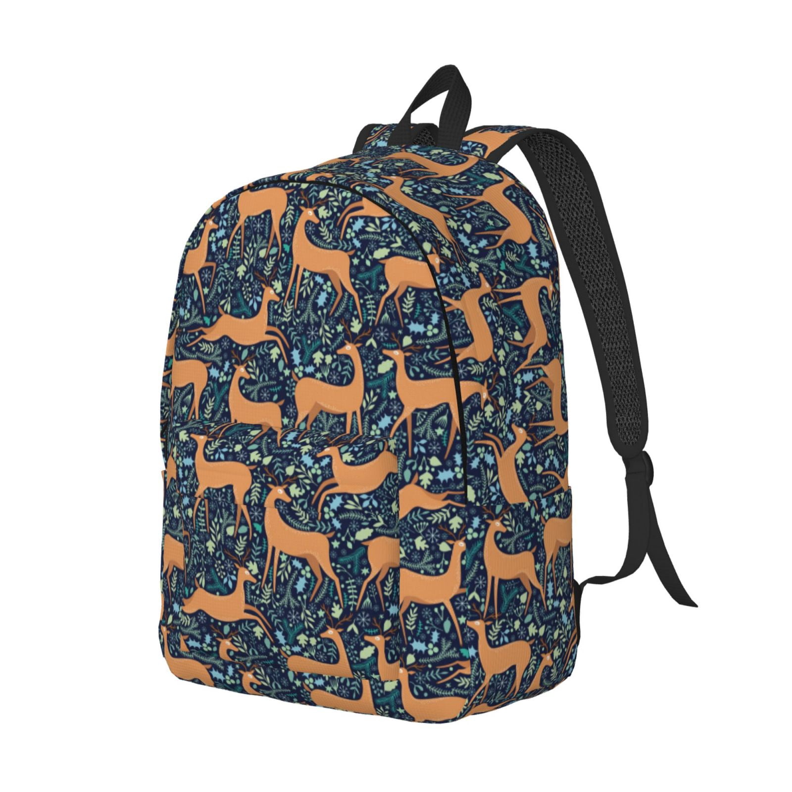 Xecao Reindeer for Canvas College Laptop Backpack, Durable Rucksack Travel Notebook Bag School Backpack Book Bag for Men Women