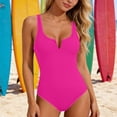 thumbnail image 2 of CHGBMOK Womens One Piece Swimsuit Tummy Control Slimming Color Block Bathing Suit Summer Spaghetti Straps Swimwear, 2 of 6