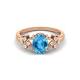 thumbnail image 2 of Bague de Fiançailles Femme Rose Argentée Plaquée 8X6 mm Forme Ovale Topaze Bleue Suisse, 2 of 4