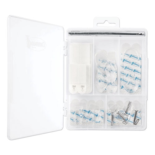 Clear Hooks And Strips, Plastic, Asst, 16 Picture Strips/15 Hooks/22 Strips/pk | Bundle of 10 Packs