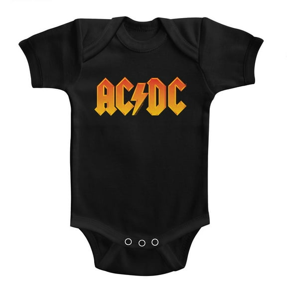 AC/DC Solid Orange Black Infant Baby Romper T-Shirt