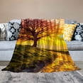 thumbnail image 2 of Fenyluxe Sunset Tree Path Print Throw Blanket | Soft Plush Blanket for Bed Couch Car | All Seasons Blanket Gifts 60x80in, 2 of 6