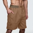 thumbnail image 1 of pstuiky Pantalones cortos para hombre, Pantalones cortos deportivos cargo hasta la rodilla para hombre, con múltiples bolsillos, de lino sintético y cordón elástico en la cintura., 1 of 8
