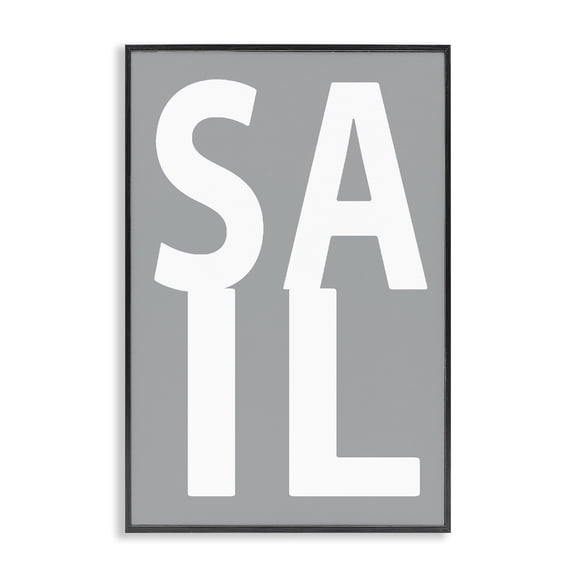 Stupell Industries Rustic Lodge Sail Word on Grey Black Framed Giclee Art, 12 x 18, by Jamie MacDowell