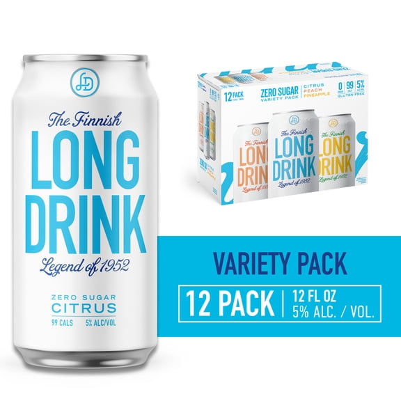 Long Drink Zero Sugar Variety Pack, 12 Pack, 12 fl oz Cans, 5% ABV