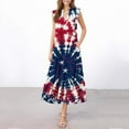 thumbnail image 2 of Tnhcen 4th of July Tie Dye Maxi Dress, Women's Sleeveless V - Neck Tank Dress with Pockets, American Flag Print Casual Summer Dress for Women 4th of July Celebration, S - 2XL, 2 of 6