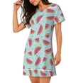thumbnail image 2 of Pofeuu Watermelon Print Women's Loose Fit Short Sleeve Nightgown, Comfortable Sleep Dress for Women, Casual Lounge Sleepwear, Soft Cotton Sleep Dress, 2 of 6