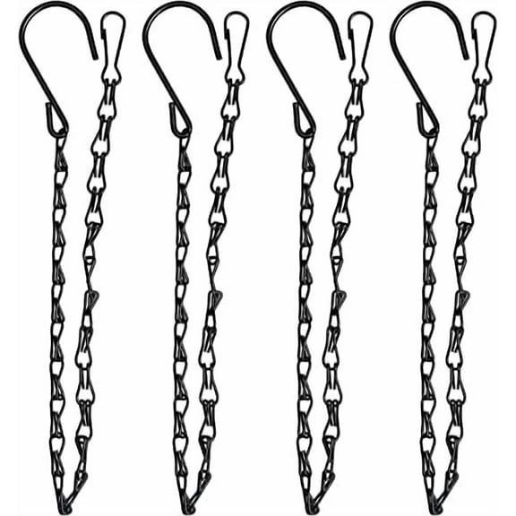 4-Pack 25.5 Inch Hanging Chain with Hooks for Hanging Bird Feeders, Birdbaths, Planters, Lanterns, Wind Chimes, Baskets, Billboards, Decorative Ornaments, Outdoor Indoor Use (Black)$$Garden &