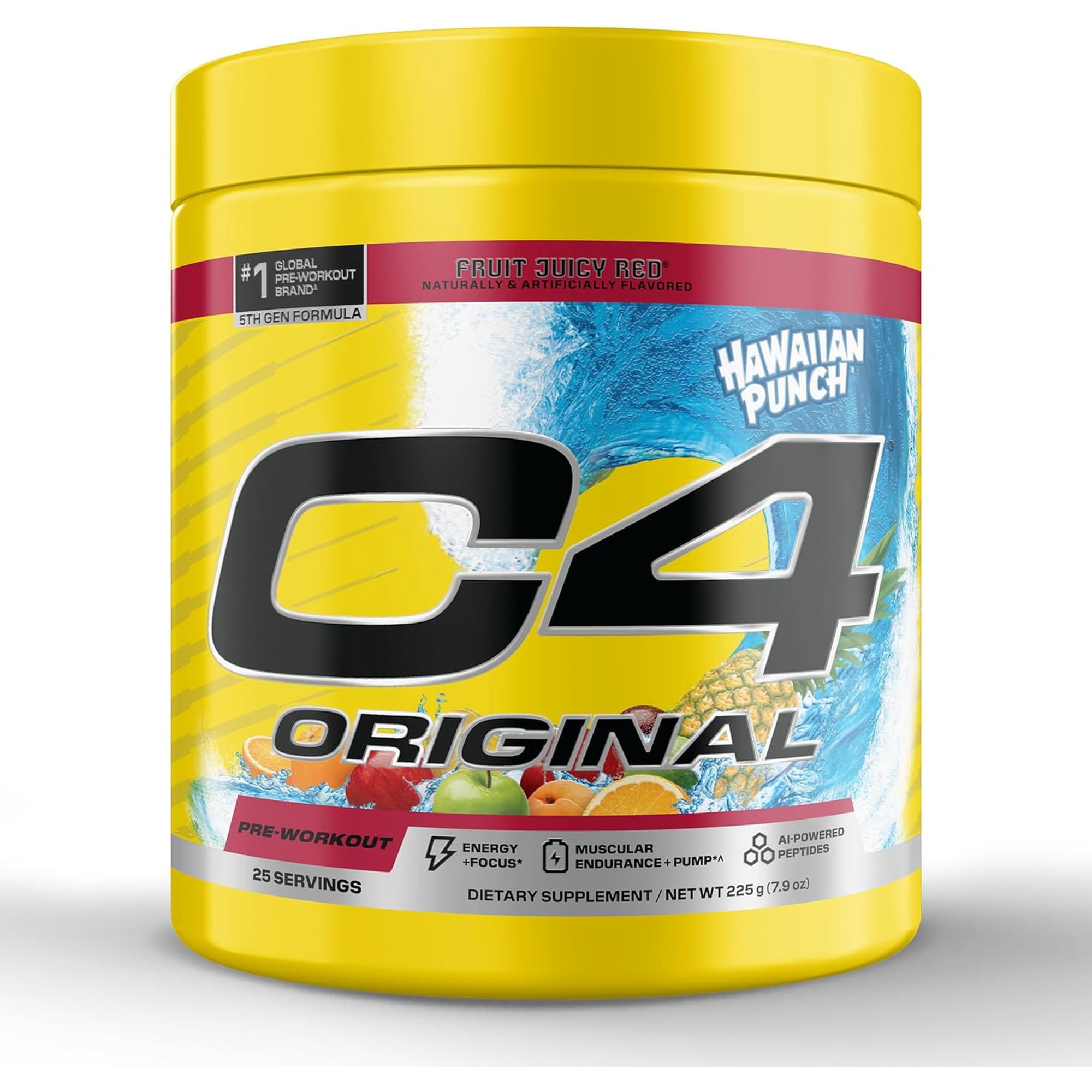 C4 Original Pre Workout Powder, 200mg Caffeine Energy Formula with Beta Alanine & Creatine for Endurance, Focus & Performance, Zero Sugar Preworkout for Men & Women – Hawaiian Punch, 25 Servings