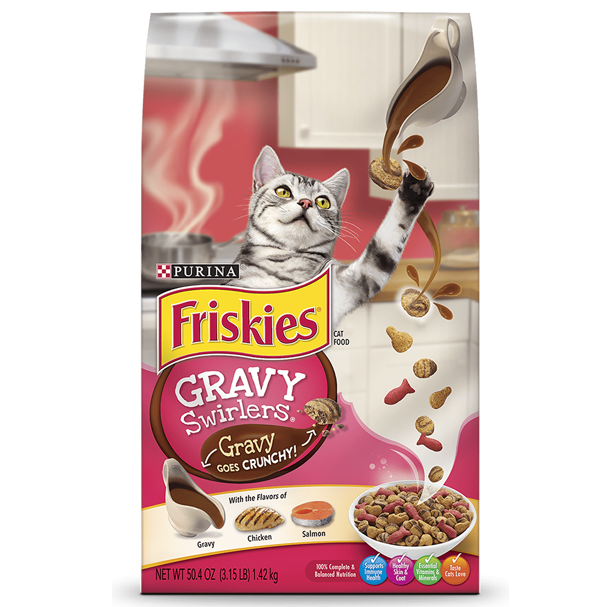Friskies Gravy Swirlers Adult Dry Cat Food, 3.15 lb Walmart Inventory