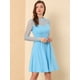 thumbnail image 2 of Vestido corto de una línea de fiesta de patinadora transparente de malla con lunares de corazón Allegra K Azul claro M, 2 of 6
