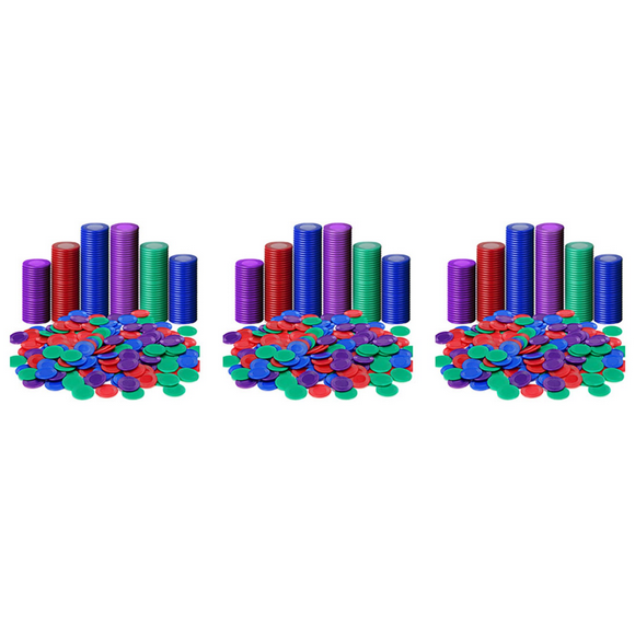 1200 Pieces Plastic Poker Chips Game Chips 4 Colors Counter Card for Game Playing Counting Bingo Game Chips Card, 1