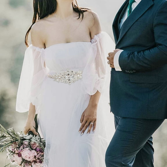 MERRYHAPY Silk Rhinestone Bridal Belt Accessory Elegant Wedding Dress Decoration