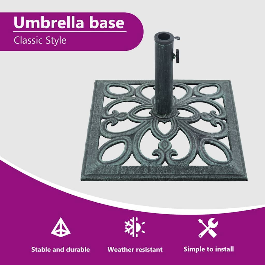 vidaXL 28.8 lb Green Square Cast Iron Patio Umbrella Base, Adjustable Height