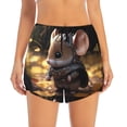 thumbnail image 2 of Rateoe Cute Big-Eared Mouse Printed 2 in 1 Women's Workout Shorts for Athletic Gym Running Shorts with Phone Pockets-Small, 2 of 7