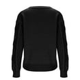 thumbnail image 3 of Women's Cable Knit Sweater Long Sleeve Warm Fall Winter Pullover Crew Neck Trendy Elegant Top, 3 of 9
