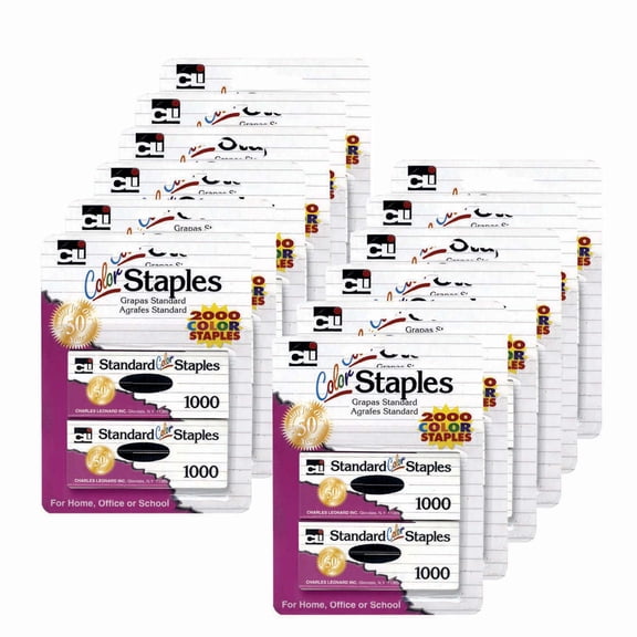 Charles Leonard Standard Color Staples, Assorted Colors, 24000 Count