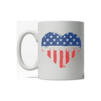 USA Vintage Flag Heart American Pride Cool Ceramic Coffee Drinking Mug  - 11oz
