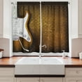 thumbnail image 2 of Ambesonne Rock Music Kitchen Curtains, Grunge Dots Guitar, 55"x39", White Caramel, 2 of 3